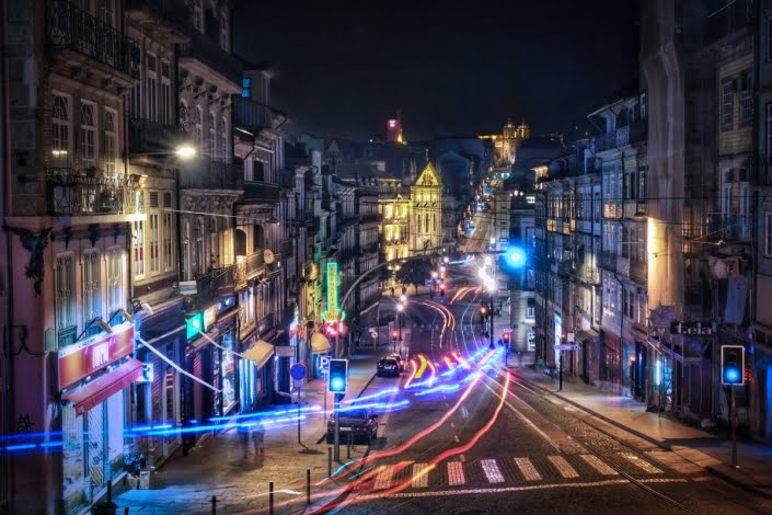 Porto Street Night Lights